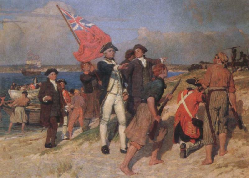 E.Phillips Fox landing of captain cook at botany bay,1770 Spain oil painting art